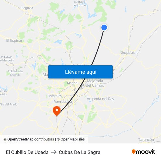 El Cubillo De Uceda to Cubas De La Sagra map