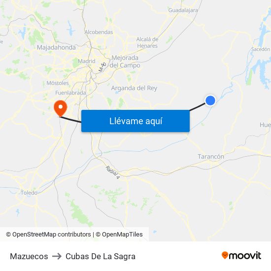 Mazuecos to Cubas De La Sagra map