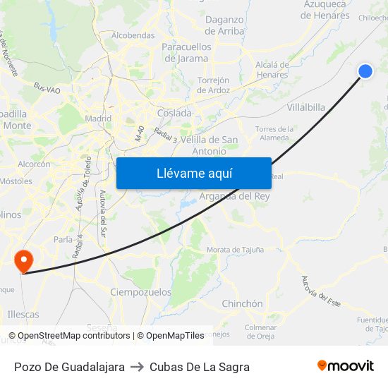 Pozo De Guadalajara to Cubas De La Sagra map