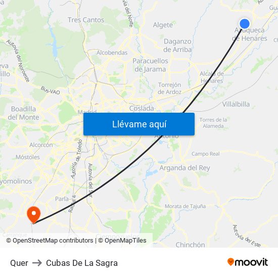 Quer to Cubas De La Sagra map