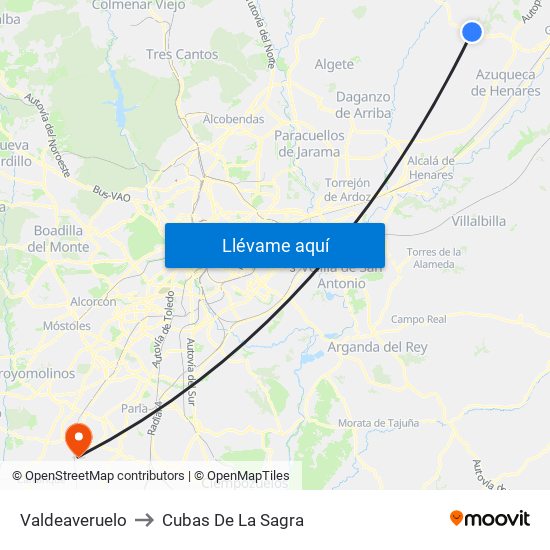Valdeaveruelo to Cubas De La Sagra map