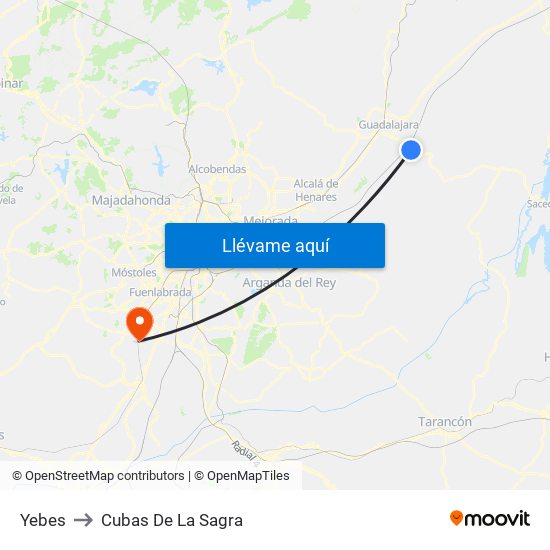 Yebes to Cubas De La Sagra map