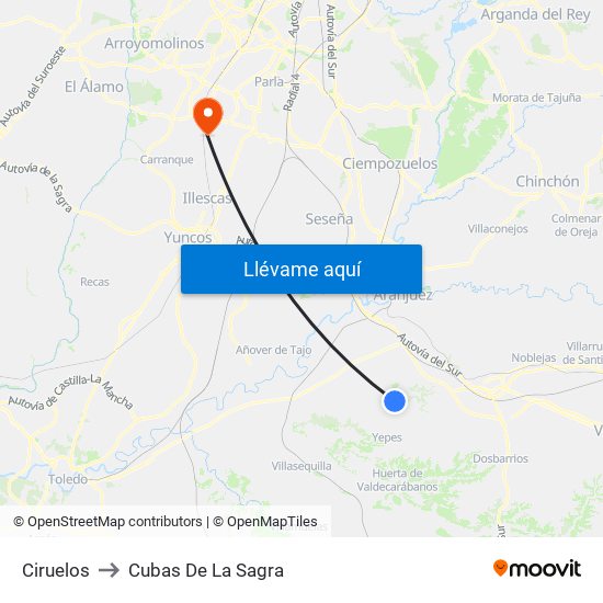 Ciruelos to Cubas De La Sagra map