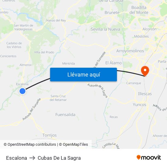 Escalona to Cubas De La Sagra map