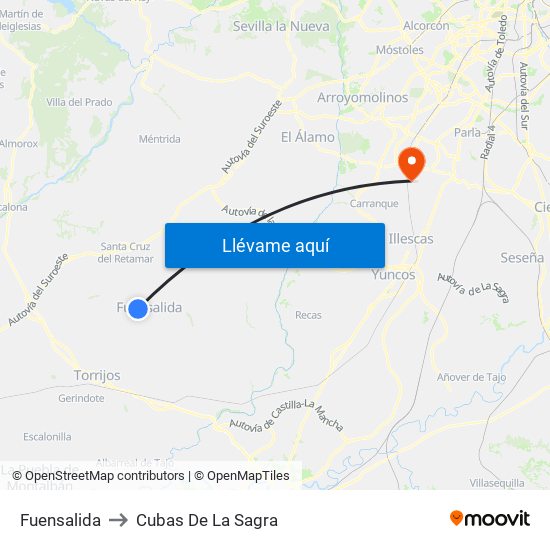 Fuensalida to Cubas De La Sagra map