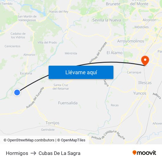 Hormigos to Cubas De La Sagra map