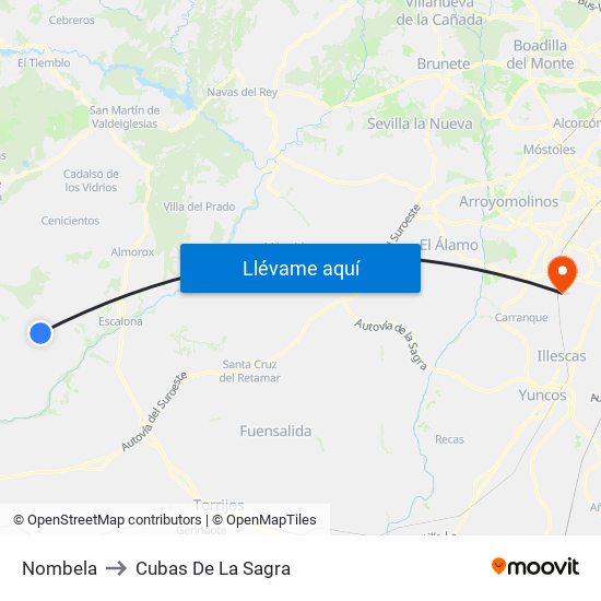 Nombela to Cubas De La Sagra map