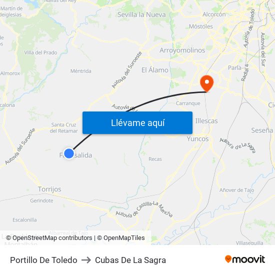Portillo De Toledo to Cubas De La Sagra map