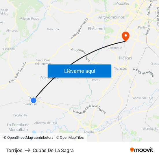 Torrijos to Cubas De La Sagra map