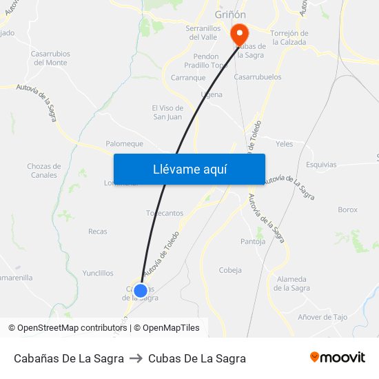 Cabañas De La Sagra to Cubas De La Sagra map