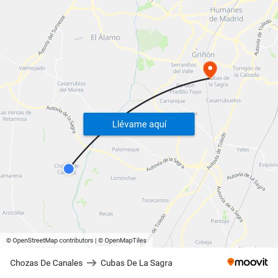 Chozas De Canales to Cubas De La Sagra map