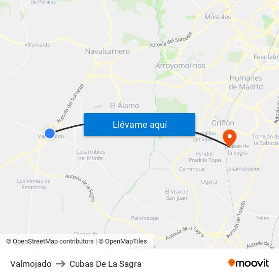 Valmojado to Cubas De La Sagra map