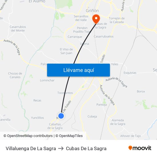 Villaluenga De La Sagra to Cubas De La Sagra map
