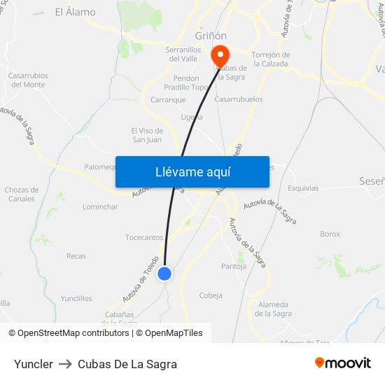 Yuncler to Cubas De La Sagra map