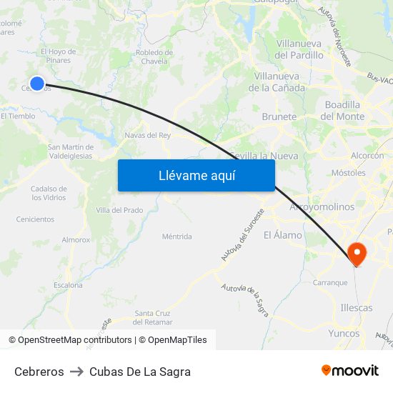 Cebreros to Cubas De La Sagra map