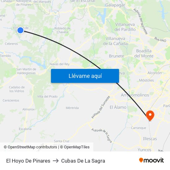 El Hoyo De Pinares to Cubas De La Sagra map