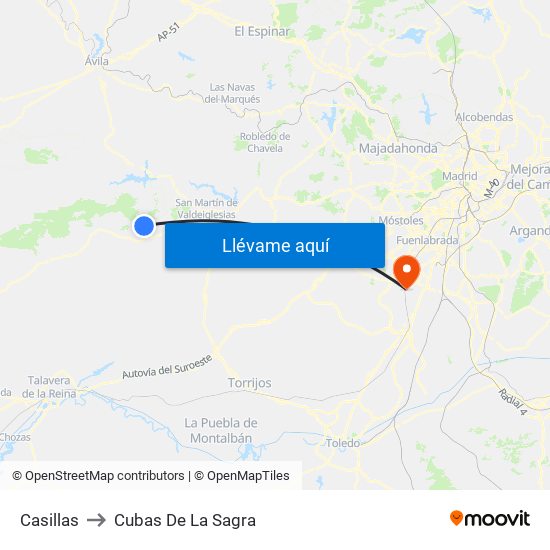 Casillas to Cubas De La Sagra map