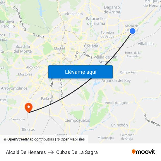 Alcalá De Henares to Cubas De La Sagra map
