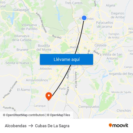 Alcobendas to Cubas De La Sagra map