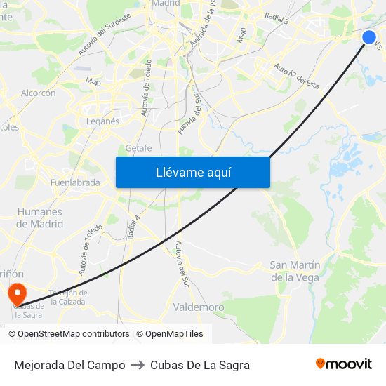 Mejorada Del Campo to Cubas De La Sagra map