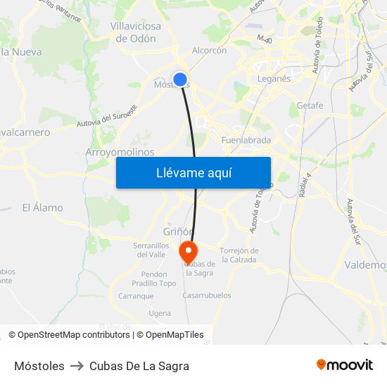 Móstoles to Cubas De La Sagra map