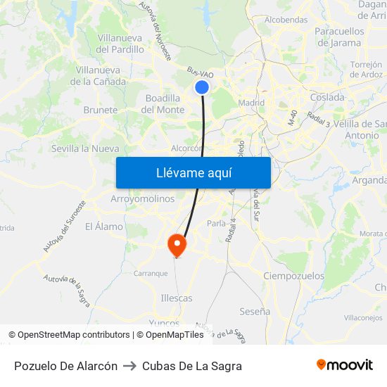 Pozuelo De Alarcón to Cubas De La Sagra map