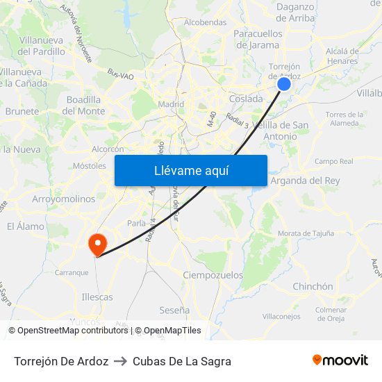 Torrejón De Ardoz to Cubas De La Sagra map