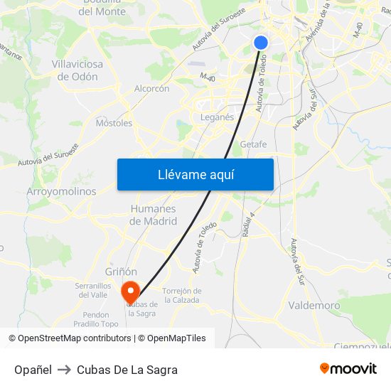 Opañel to Cubas De La Sagra map
