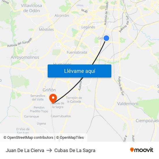 Juan De La Cierva to Cubas De La Sagra map