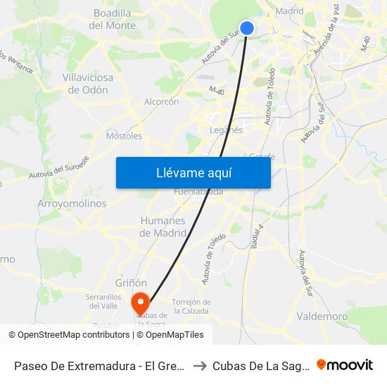 Paseo De Extremadura - El Greco to Cubas De La Sagra map