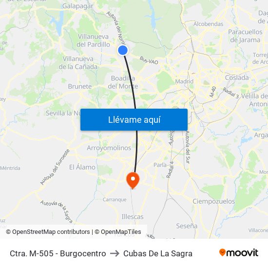 Ctra. M-505 - Burgocentro to Cubas De La Sagra map