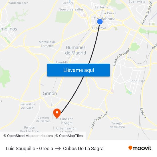 Luis Sauquillo - Grecia to Cubas De La Sagra map
