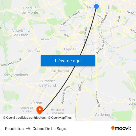 Recoletos to Cubas De La Sagra map