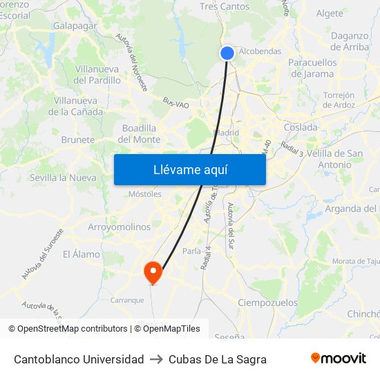 Cantoblanco Universidad to Cubas De La Sagra map