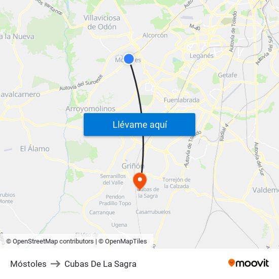 Móstoles to Cubas De La Sagra map