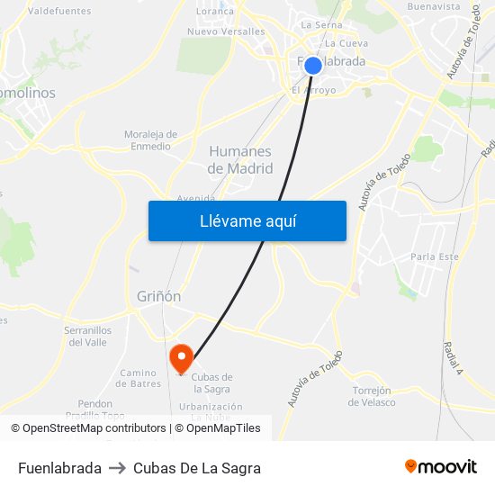 Fuenlabrada to Cubas De La Sagra map