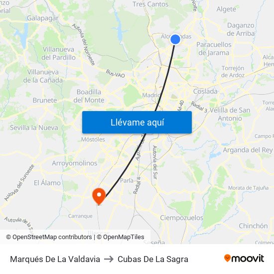 Marqués De La Valdavia to Cubas De La Sagra map