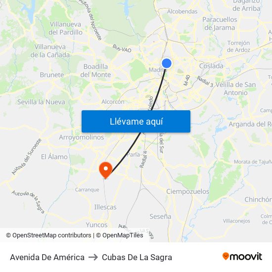 Avenida De América to Cubas De La Sagra map