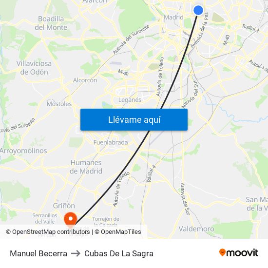 Manuel Becerra to Cubas De La Sagra map
