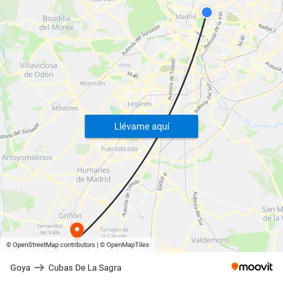 Goya to Cubas De La Sagra map