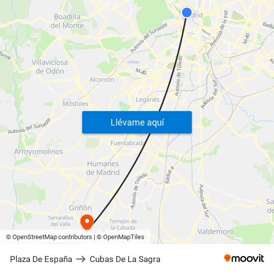 Plaza De España to Cubas De La Sagra map