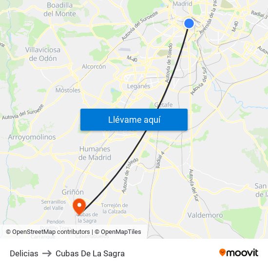 Delicias to Cubas De La Sagra map