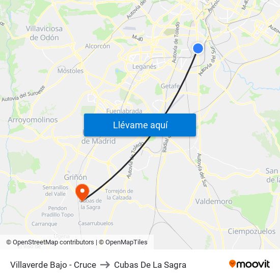 Villaverde Bajo - Cruce to Cubas De La Sagra map