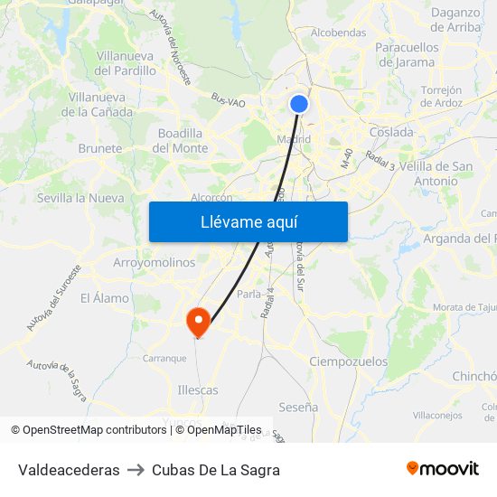 Valdeacederas to Cubas De La Sagra map