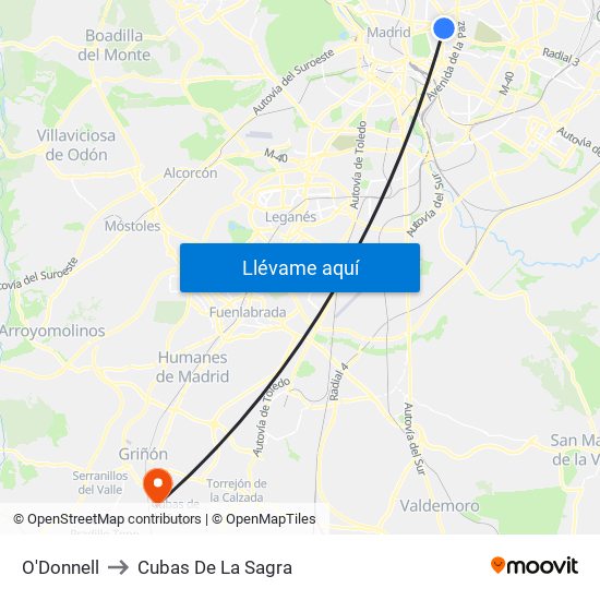 O'Donnell to Cubas De La Sagra map