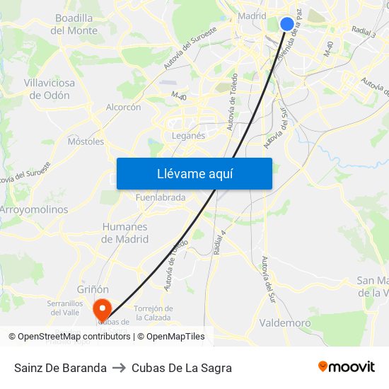 Sainz De Baranda to Cubas De La Sagra map