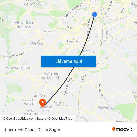 Usera to Cubas De La Sagra map