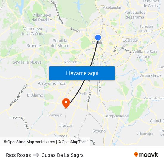 Ríos Rosas to Cubas De La Sagra map