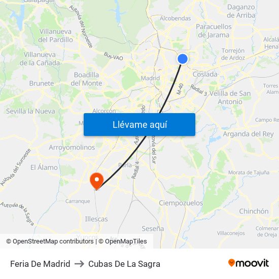 Feria De Madrid to Cubas De La Sagra map