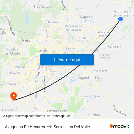 Azuqueca De Henares to Serranillos Del Valle map